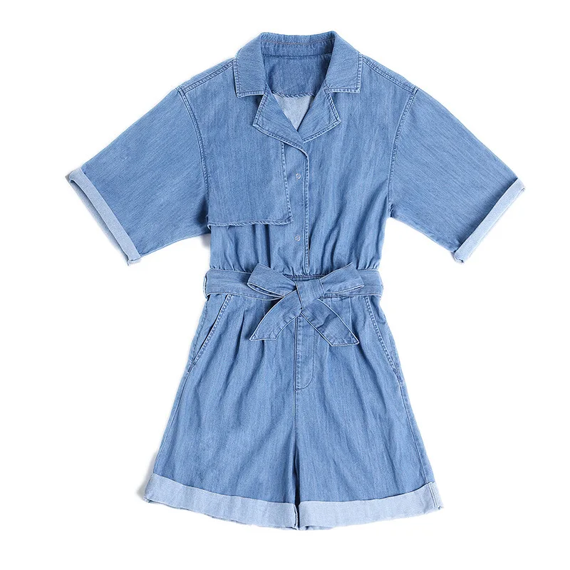 

Vintage Denim Jumpsuit Women Jeans Rompers Pocket Casual BF Loose Summer Jeans Overalls Female High Street Playsuits Combishort