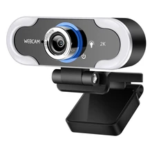 HD 1080P Webcam 2K With LED Ring Fill Light Drive-Free Computer Mini Camera USB Web Cam With Microphone For Live Broadcast Video