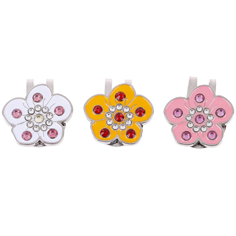 

Golf Markers Plus Magnetic Alloy Golf Cap Hat Clip Multi Colors Golf Training Aids For Golf Fans Bling Diamond Flower