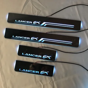 

Acrylic door sill plate strip with led decorative welcome light moving door scuff for Mitsubishi Lancer ex