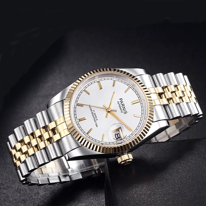 Parnis 36mm Automatic Mechanical Mens Watch Luxury Brand Business ...