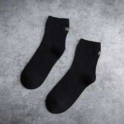 Women's Socks in Solid Color Embroidered Letters Funny Socks with Material Cotton Socks Cute Fashion for EU34 to 39
