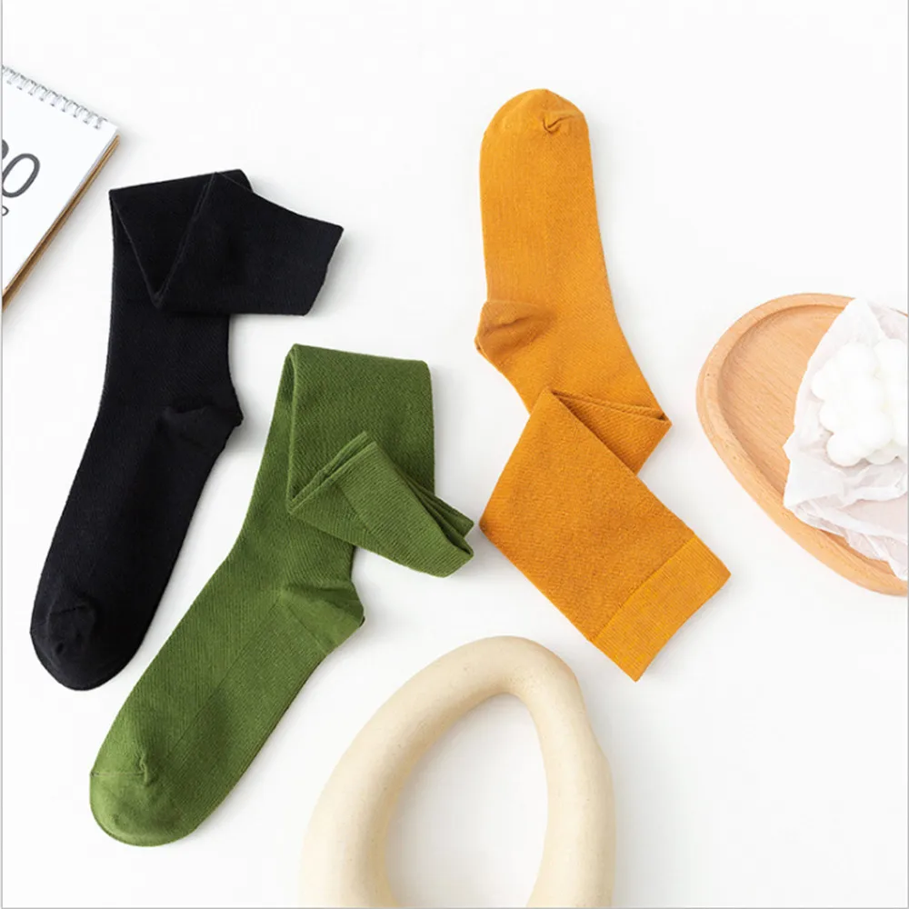 

New Japanese Pressure Calf Socks Korean Version of Beautiful Legs Long Tube Pile Stockings Pure Color Cute All-Match Breathable