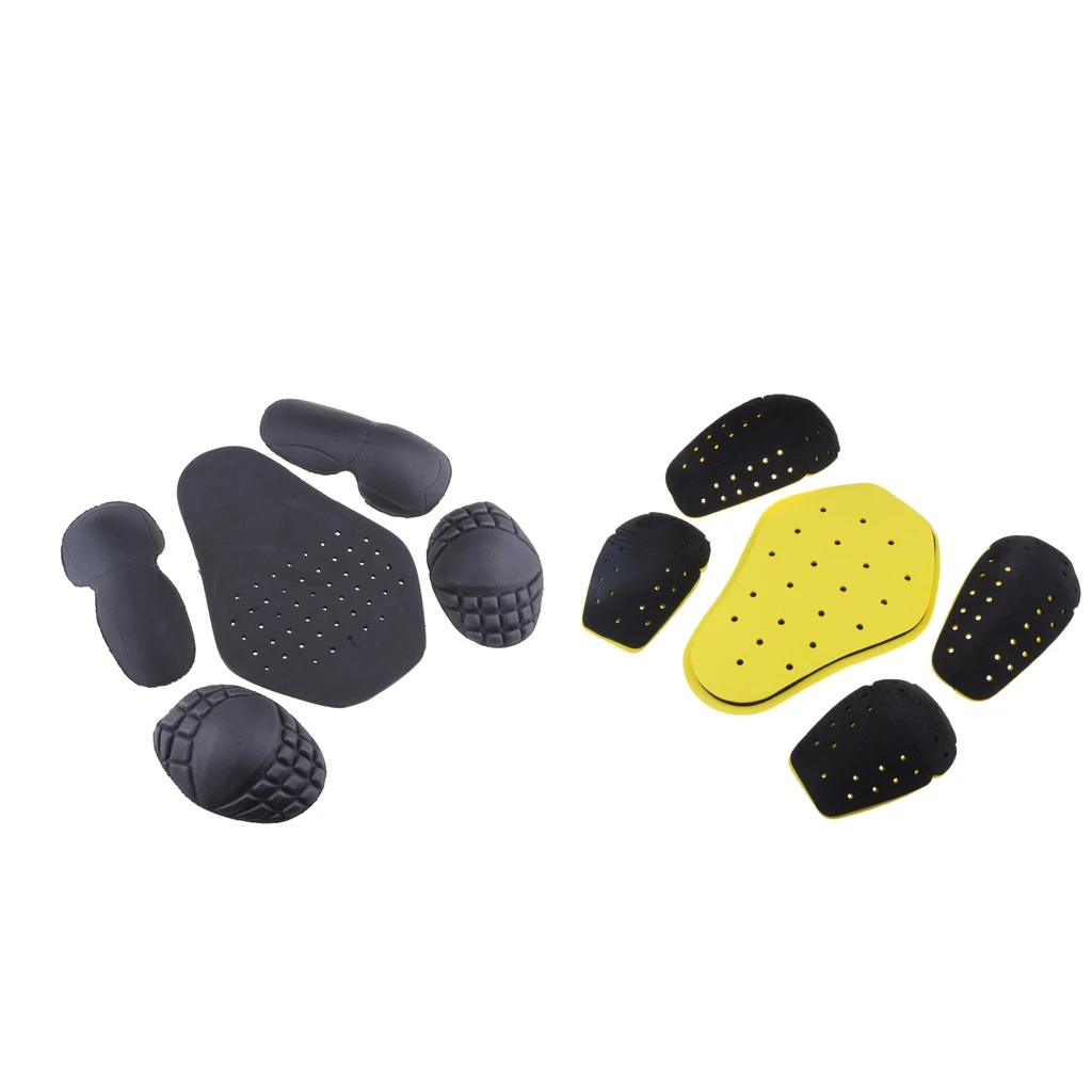 10Pcs Motorcycle Removable Shoulder Elbow Pads Back Guards Safety Protective Gear Set, Black&Yellow