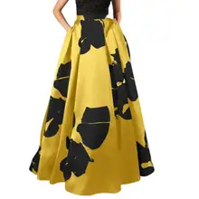 

Bohemian Women Skirt High Waist Flower Printed Elastic Waist Floor-Length Loose A Line Long Skirt Streetwear Women Clothing
