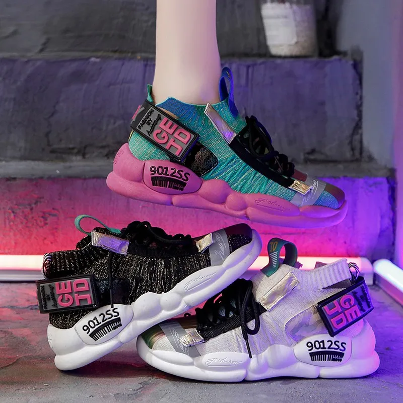

2019 Colorful graffiti Sneakers PU Women Platform Sneakers Comfortable Casual Shoes Women sneakers platform basket femme NVX60