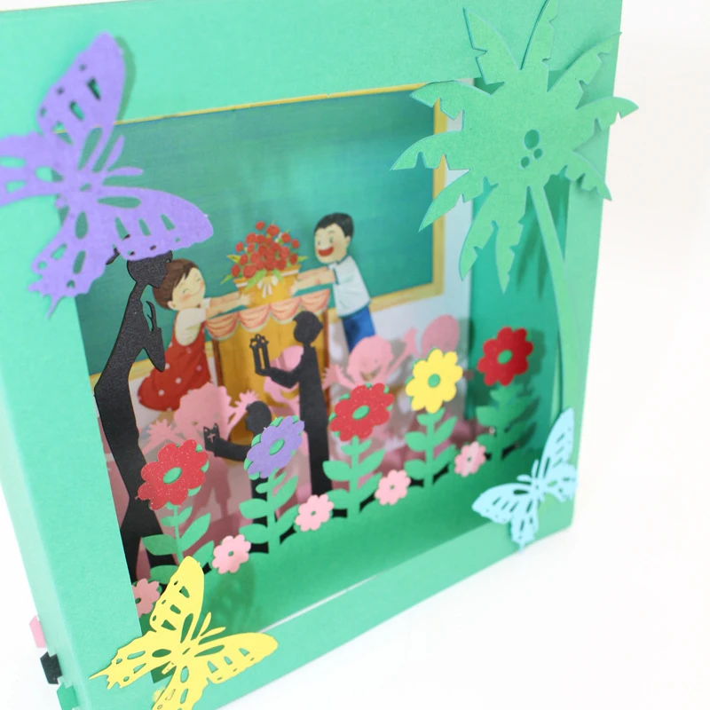  3D Laser Cut Handmade Cartoon Offer Flowers Students Paper Invitation Greeting Card PostCard Box Te - 4000336867974
