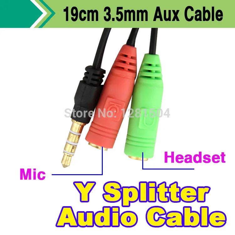 Universal Male to 2 Female 3 5mm AUX Extension Headphone Mic Audio Splitter Cable Y Splitter Adapter for HTC One for iPod MP3