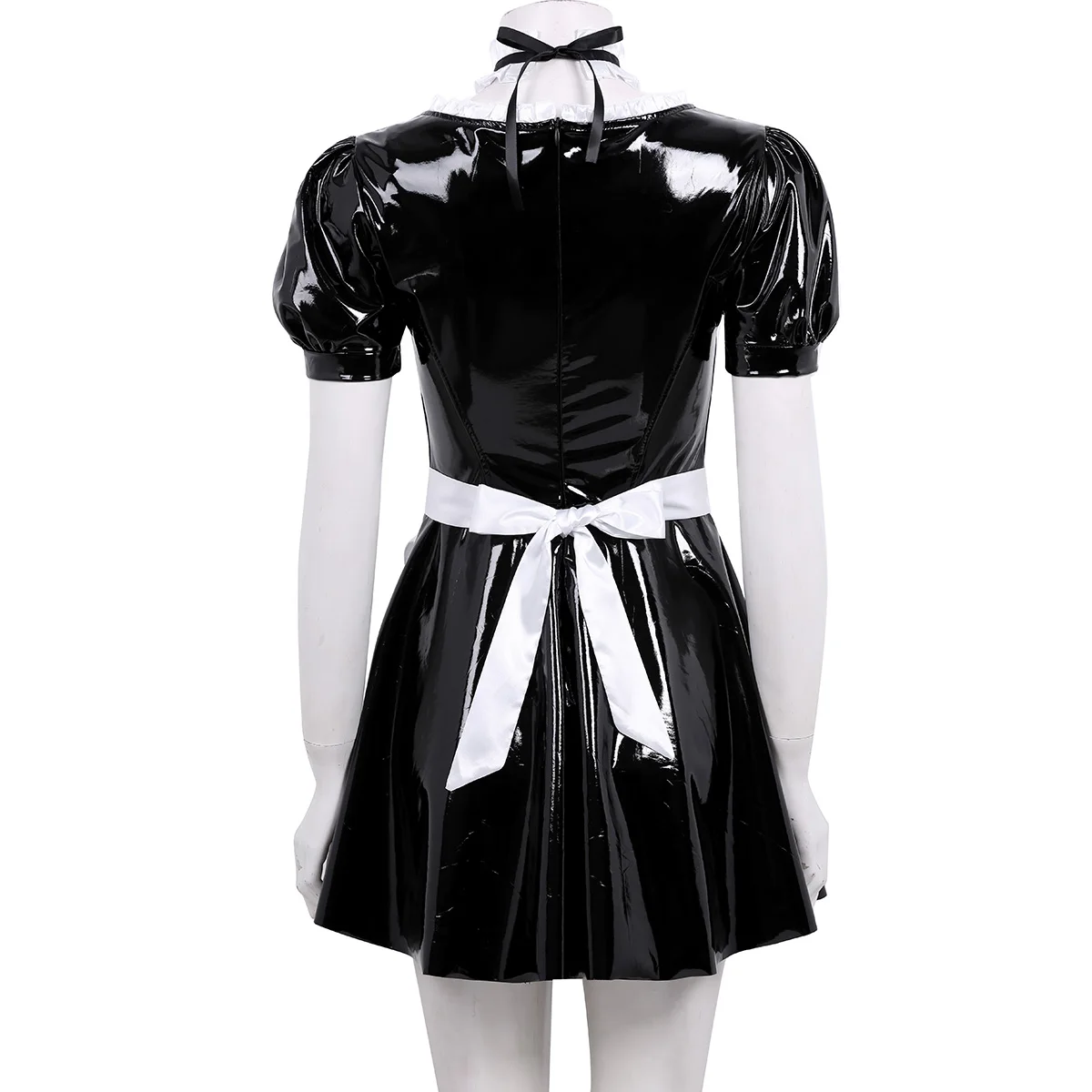 Women Sexy French Maid Servant Role Playing Costume Shiny Babydoll Fancy Dress Lingerie Erotic Cosplay Princess Uniform Aprons