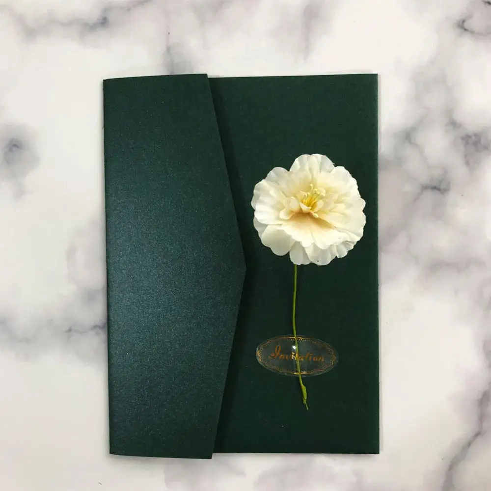 20pcs/lot White Flower Grand Theme Wedding Invitation Card Simple Envelope Birthday Party | Дом и сад