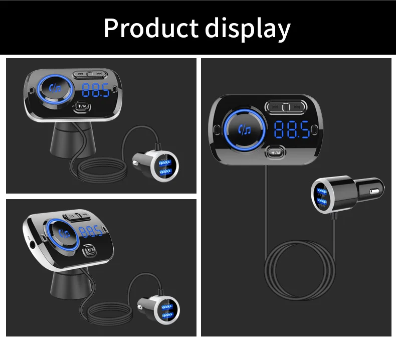 FM передатчик автомобильный комплект громкой связи беспроводной Bluetooth MP3 плеер двойной USB QC3.0 быстрое зарядное устройство громкой связи красочные атмосферные огни