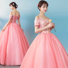 Тюль Кружева Бальные платья Лодка шеи с плеча бальные платья сладкий 16 Платье vestidos Quinceanera Vestido quinceanera