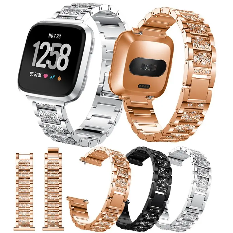 Побрякушки для Fitbit Versa, сменный браслет из сплава, аксессуары для браслетов, ремешок для женщин, серебро