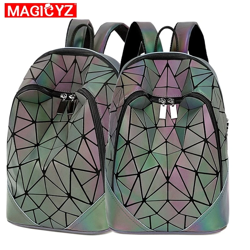 

New Women Luminous Backpacks 2019 For ladies high capacity laptop Backpack Female Geometry Folding Travel backpack Mochila