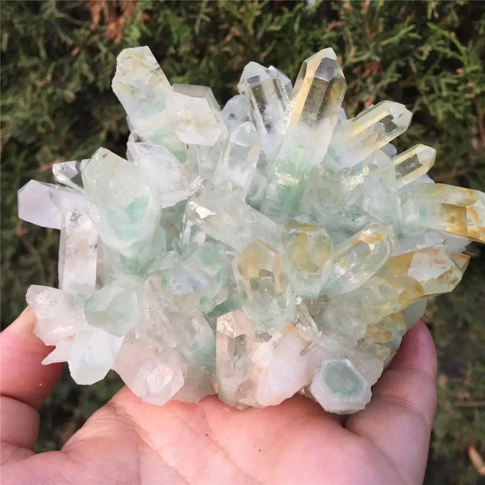 1 шт. натуральный зеленый Ghost Phantom Quartz кристалл кластера Исцеление образец отправлен случайным образом