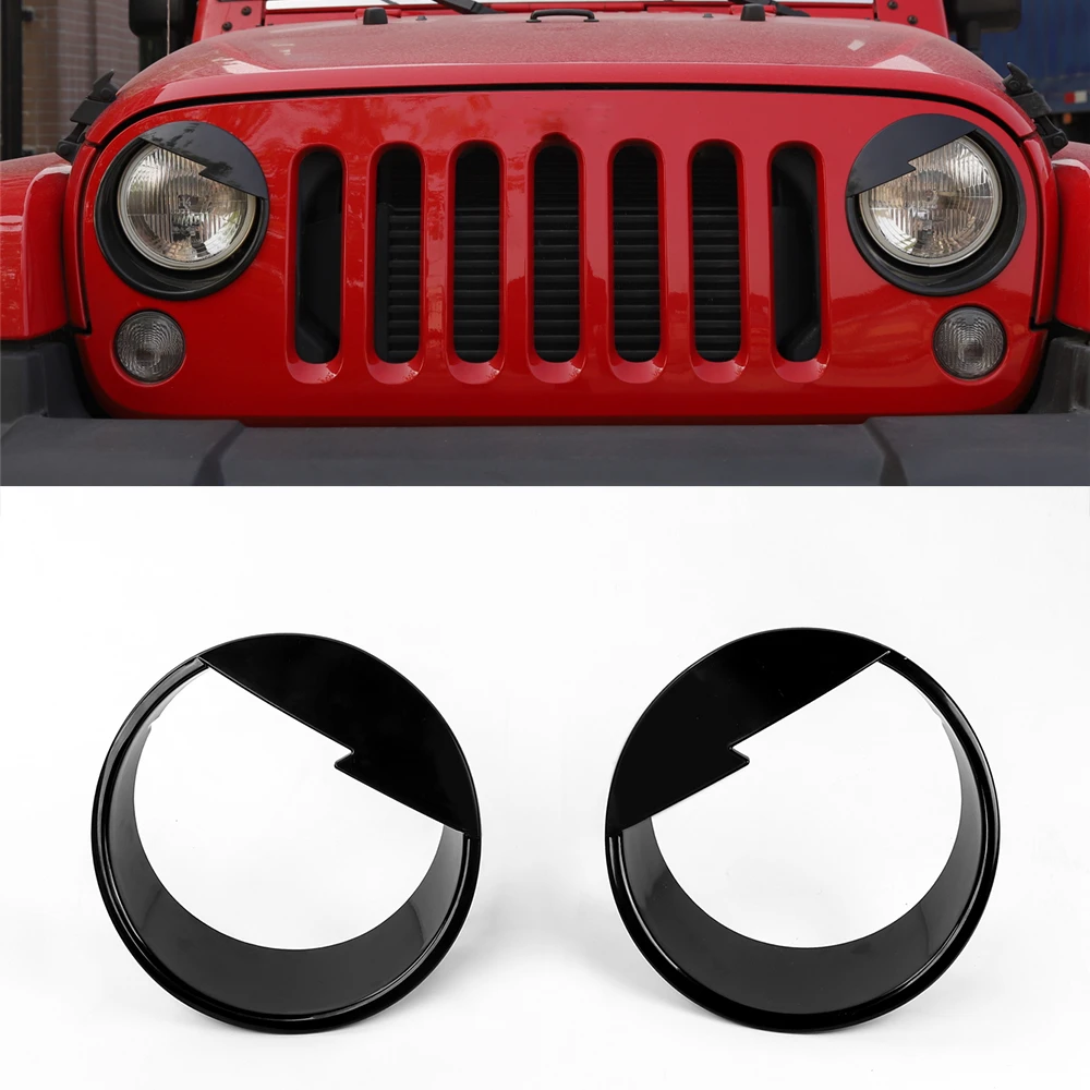 For Jeep Wrangler Jk 2007-2017 Car Headlight Trim Cover Decoration  Protection Trim Exterior Accessories Styling Abs Black Red - Chromium  Styling - AliExpress