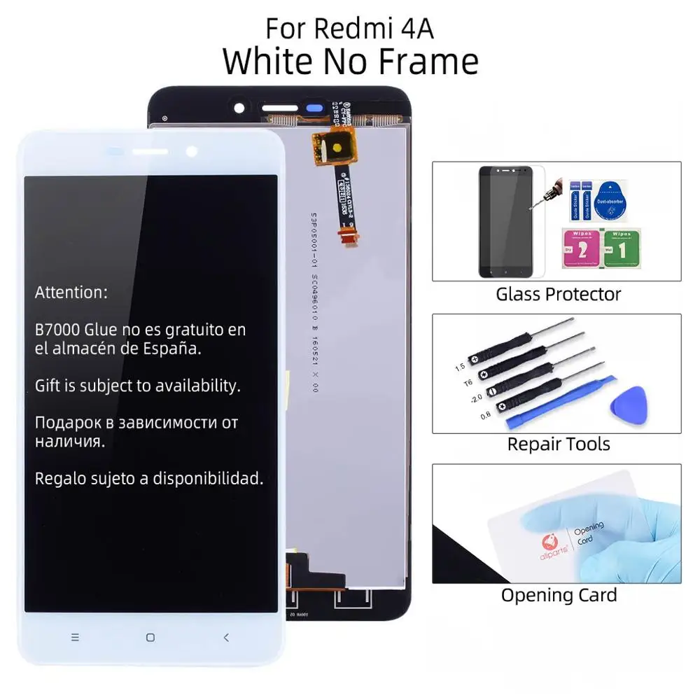 Дисплей для Xiaomi Redmi 4a LCD в сборе с тачскрином на рамке 5.0'' черный белый золото - Цвет: No Frame White
