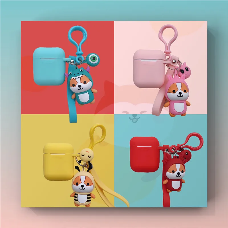 

Cute Squirrel Case For Apple Airpods 1/2 Soft Silicone Headset Protective Cover Fashion Bluetooth Earphone Case Key chain Toy