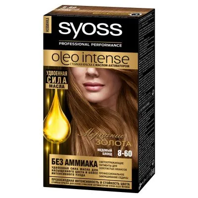 Краска для волос Syoss Oleo Intense, тон 8-60, медовый блонд, 115 мл