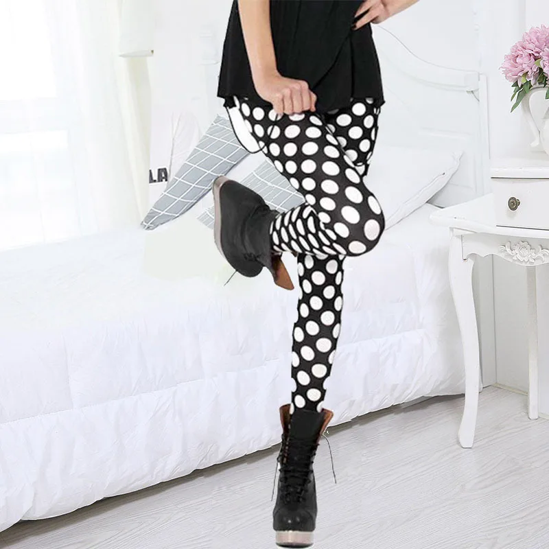 

Europe And America Star Black Background White da bo dian Digital Printing Leggings Leggings