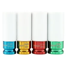 4pcs 17,19,21,22mm 1/2" Impact Socket Set CR-MO Lengthened Pneumatic Wrench Head 1/2 Deep Sockets Allen Head Auto Repair Tools