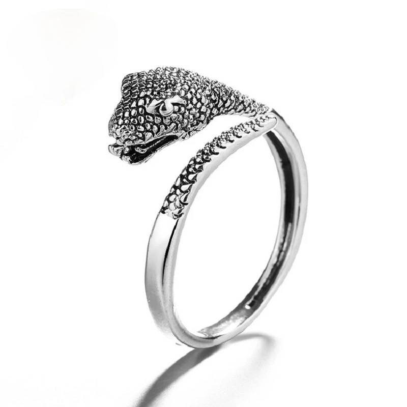 Personalità Semplice Anello King Cobra Con Apertura Placcata Argento Anello Regolabile Per Motociclisti Maschili E Femminili Gioielli Da Festa