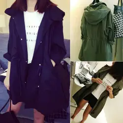 Тонкая женская Корейская версия пальто для женщин Свободная ветровка Женская длинная секция Студенческая тонкая куртка кардиган