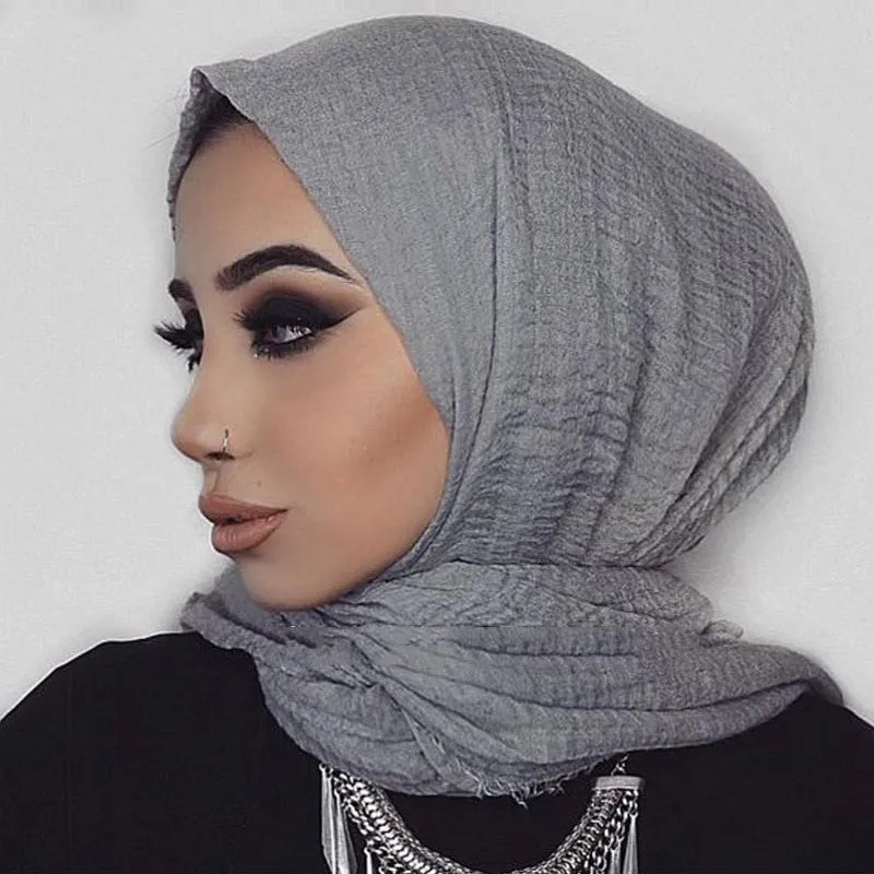 

Scarf Women Plain Hijab Cotton scarf Fringes Soft Solid Muffler Lady Shawls Big Wrap Female Head Scarves 40 Colors