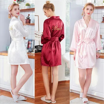 

wedding decoration Bride to be sexy large size sexy satin robe bathrobe Bridesmaid ladies robes bride shower bachelor party -C