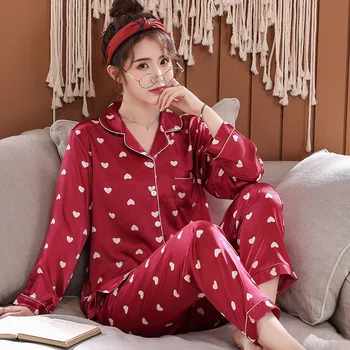 

Nightgown Shirt Pants Pajamas Suit Spring V-Neck Sleep Set Women Lounge Nightwear Pyjama Nighty Robes Nighties Bathrobe Homewear