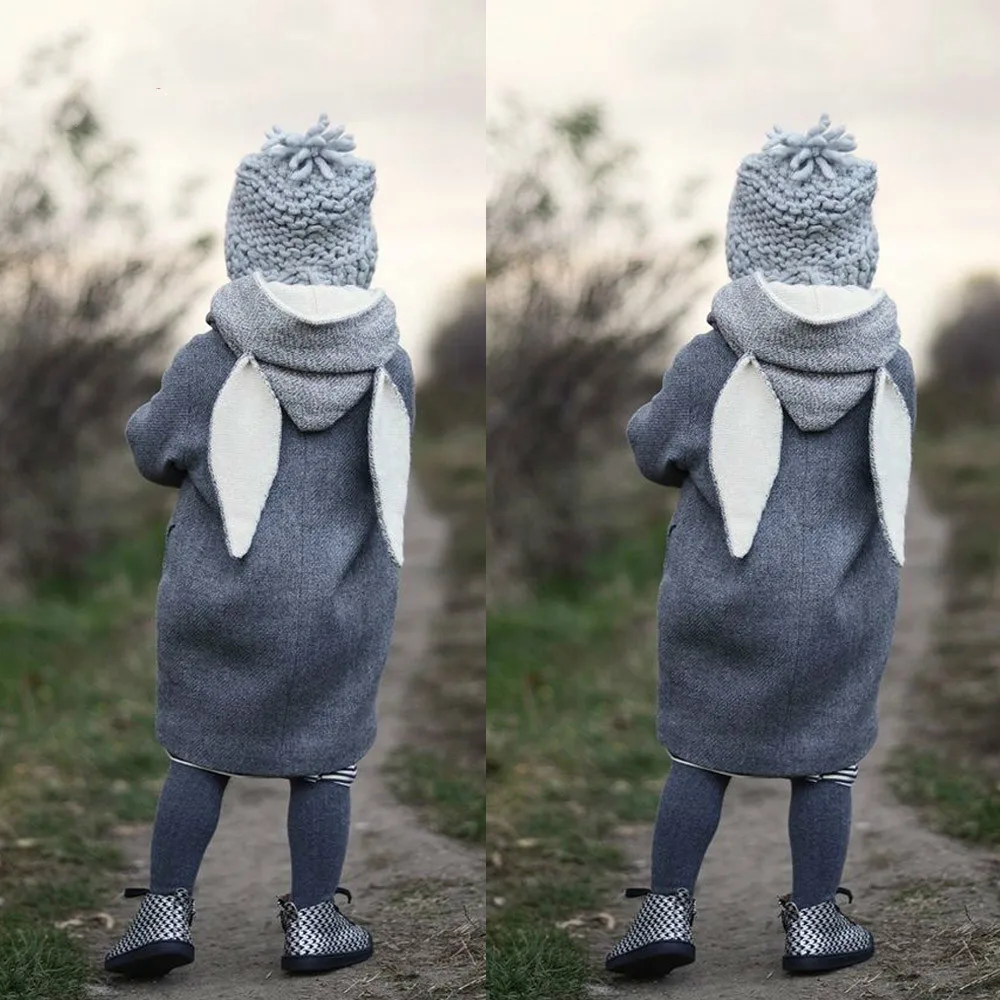 Cute Rabbit Ear Hooded Baby Coat Infant Autumn Winter Jacket Girl Thick Warm Clothes Wearing Coats Outwear | Детская одежда и