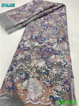 

Latest french lace fabric 2020 african wedding lace fabric high quality sequins fabric embroidery lace for african lace NI4139