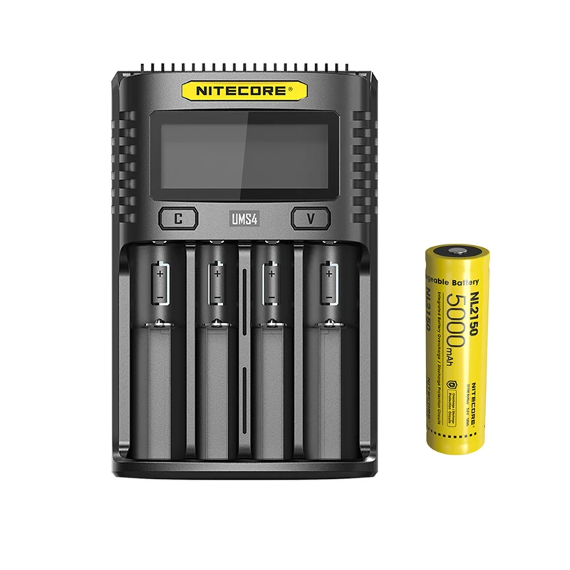 NITECORE UMS4 USB четырехслотовый oled-экран зарядное устройство NITECORE 21700 литий-ионная аккумуляторная батарея NL2150 5000mAh 3,6 V 18Wh