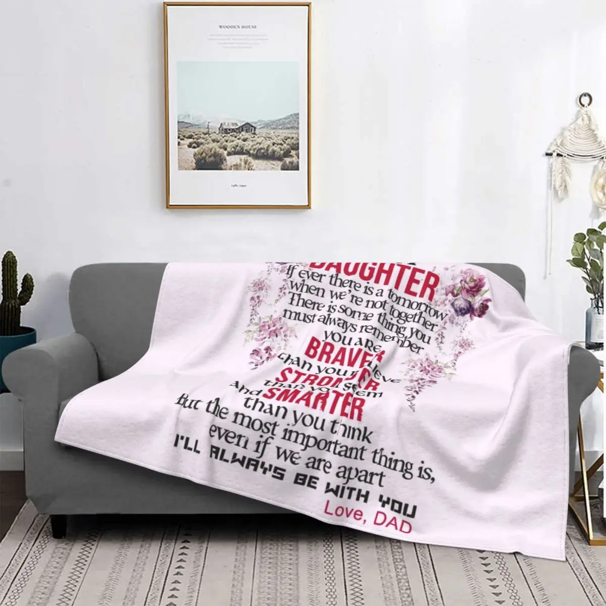 

PILLOW - To My Daughter Blanket Son Mom Dad Plush Warm Super Soft Flannel Fleece Throw Blankets For Sofa BedSheet Cover Bedroom