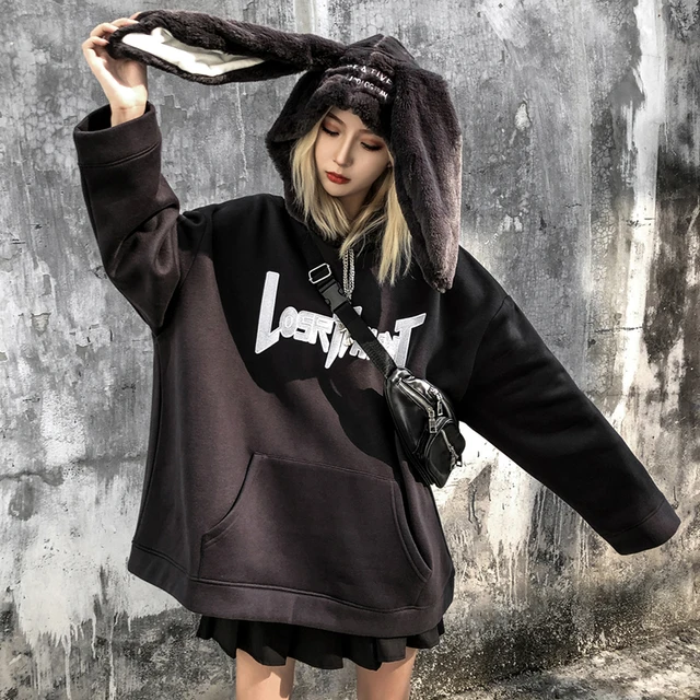 Black bunny ear hoodie Clearance