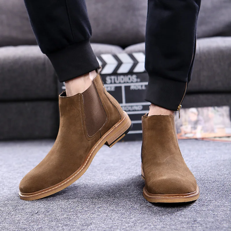 

Fashion Leisure Men Motorcycle Boots Ankle Round Toe Platform Lace up Boots Low Winter Casual Outdoor Working Shoes