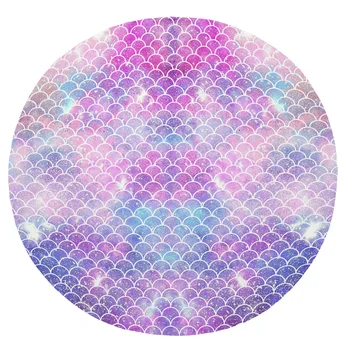 

Super Soft Plush Flannel Blanket Beautiful Mermaid Scales Colorful Blankets Round Throw Blanket for Beds