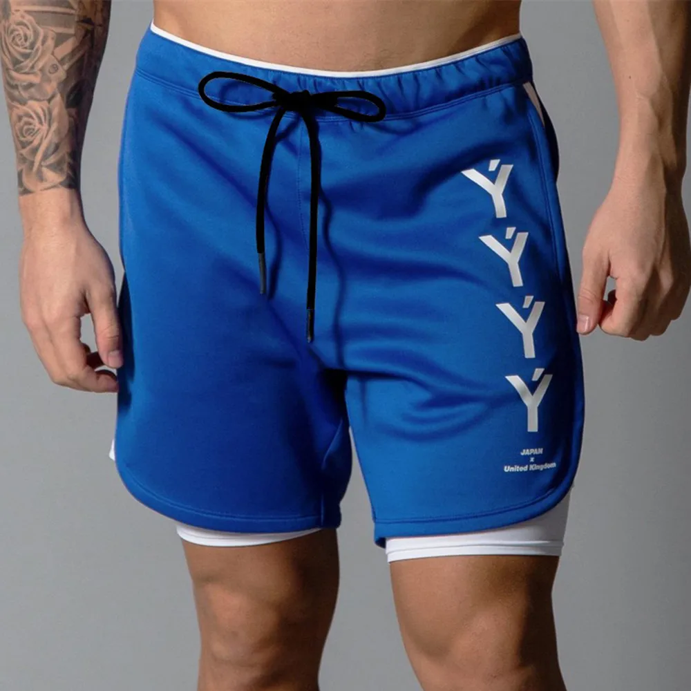 

New Gym Shorts Men 2 in 1 Double layer Short Pants Fitness Running Workout Bermuda Male Summer Quick Dry Breathable Beach Shorts