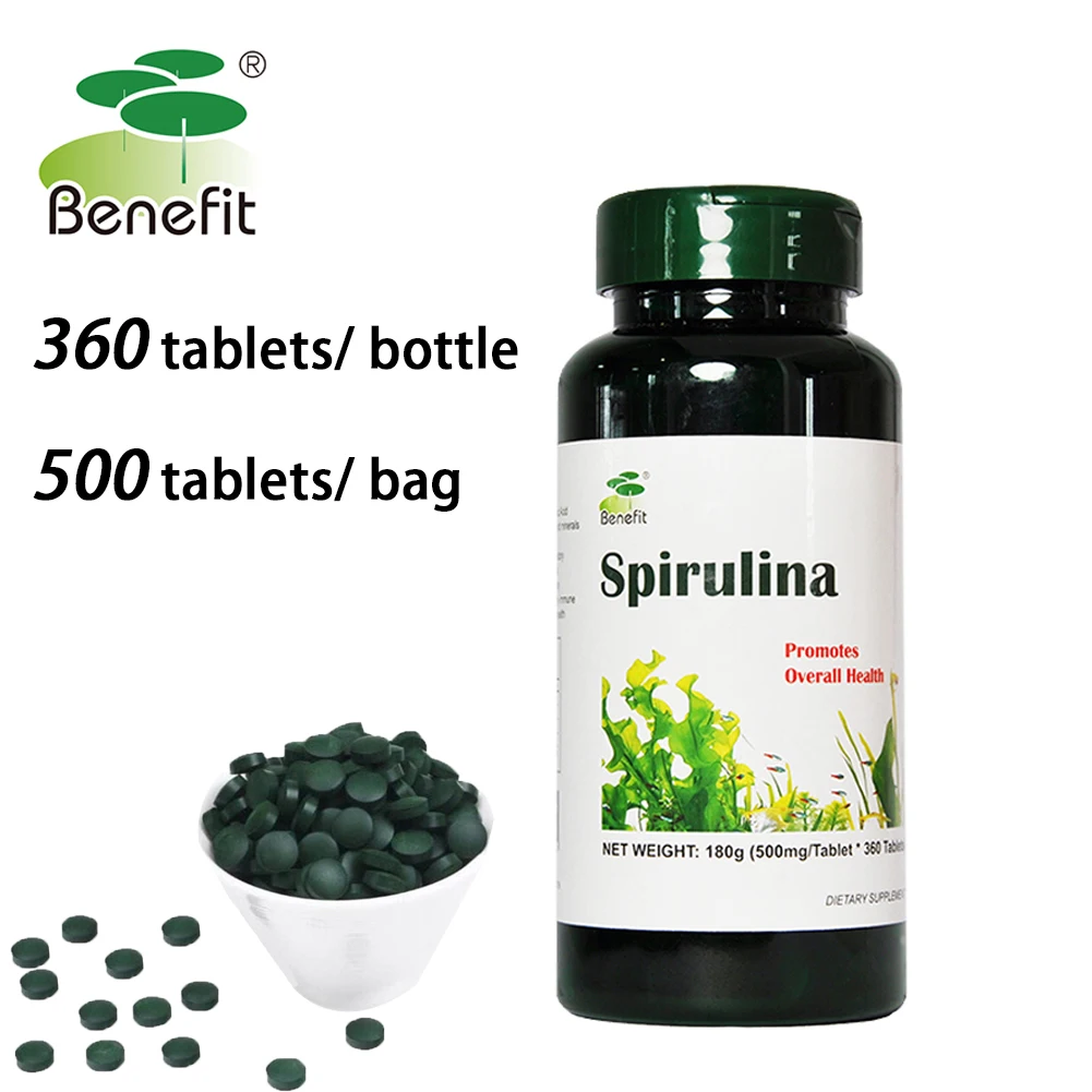 Tableta de espirulina orgánica, antivaho, Alga, mejora la salud del sistema nervioso, rico en proteínas, Multi vitamina, 360 Uds. O 500 Uds.
