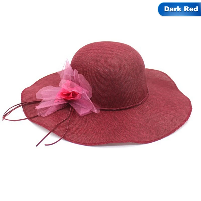 DRD Широкий пляжный навес летние шляпы от солнца для женщин Cambric Chapeu Feminino органза цветок искусственная кожа ошейник с бантиком Женские соломенные шляпы - Цвет: DRD