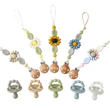 

1 Set Safe Baby Teether Teething Chain Nipple Dummy Set Baby Pacifiers Soother Baby Teether Teething Chain Gift BPA Free