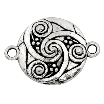 

30PCs Connectors Findings Pattern Carved Round Silver Tone 1.1"x 0.83"