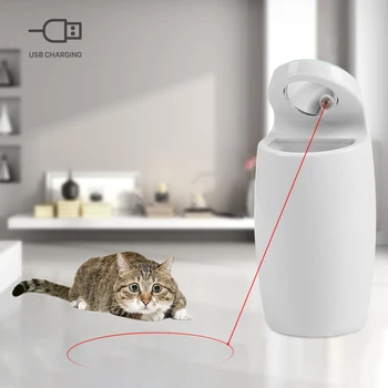 

New Pet LED Laser Toy USB Charging Cat Toy Cat Tracking Red Light Cat Interactive Toy Auto Rotating Light Chaser Toy for Cats
