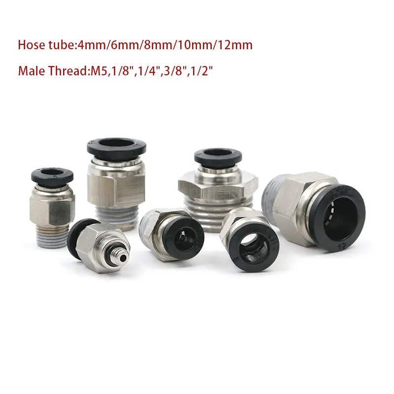 5 pcs Pneumatic Fitting Hose Tube 1/8'' 1/4'' 1/2'' Male 4 6 8 10 12 14 16mm Connect Air Compressor Parts Pipe Coupling Brass