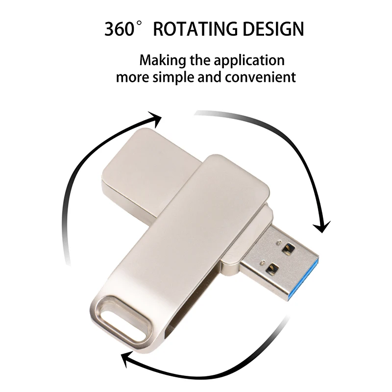 Высокоскоростной USB 3,0 Металлический флеш-накопитель 16 ГБ 32 ГБ 64 ГБ 128 ГБ флеш-накопитель вращающийся USB флеш-накопитель настраиваемый логотип