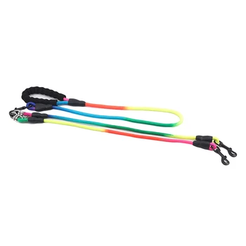 

Rainbow Two Three Four Dogs Leash Nylon Detachable Pet Lead Foam Handle 1 Leash For 2 Dogs Round Dog Traction Rope