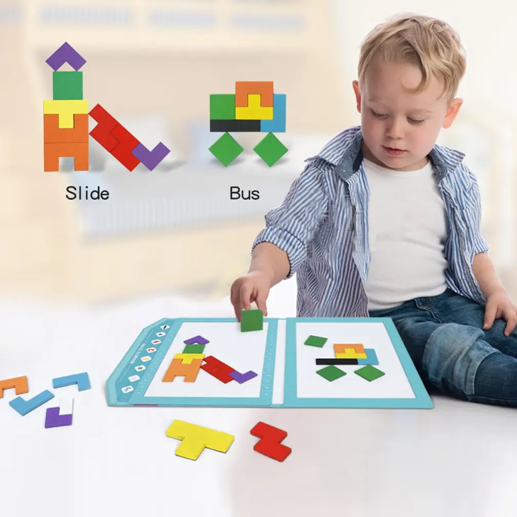 Игрушки для раннего образования Магнитный тетрис строительные блоки Головоломка Детские развивающие игрушки Тетрис строительные блоки