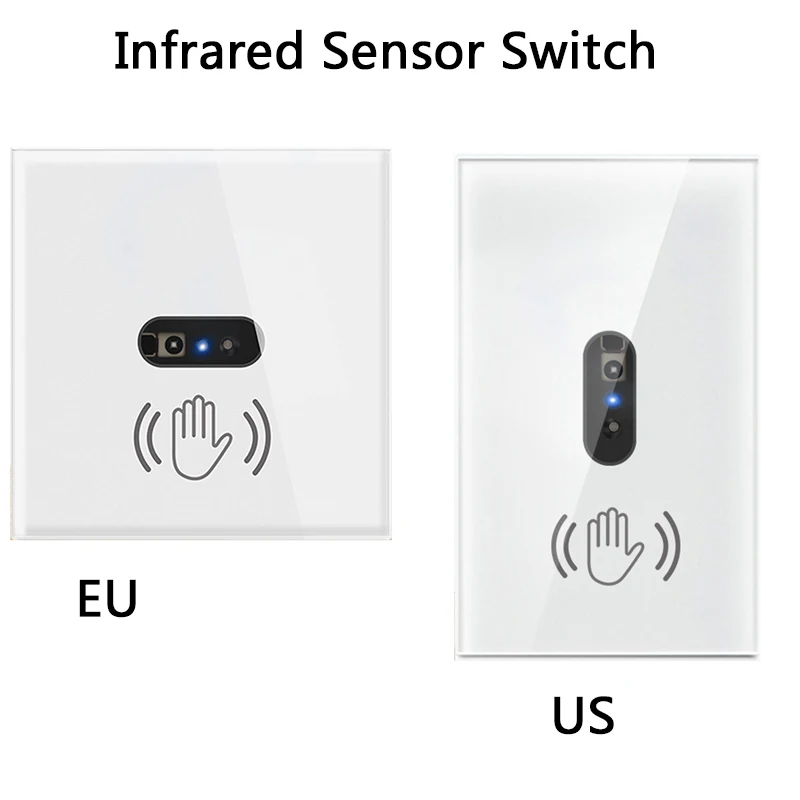 

2020 умный настенный выключатель света, инфракрасный датчик, стеклянная панель, ЕС, США, нейтральный провод, 220 В, 10 А, электрическая мощность, не нужно прикасаться