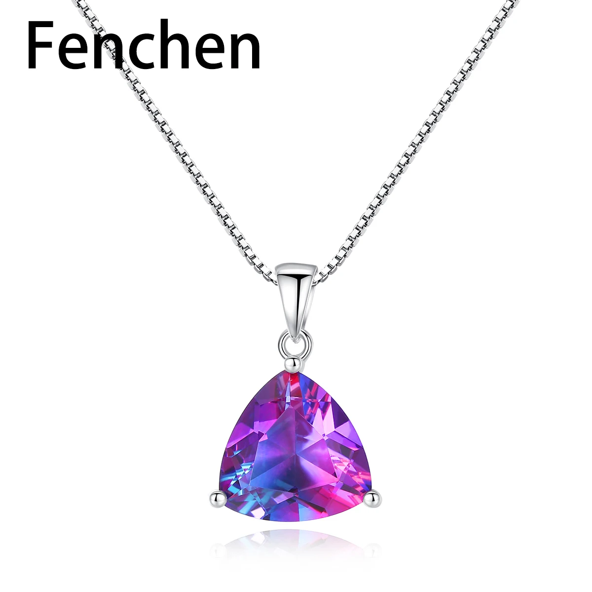 Fenchen Радужный GemSton кулон ожерелья 5.79ct Мистик Фиолетовый Огненный топаз 925 серебро воротник женские ювелирные изделия AN095
