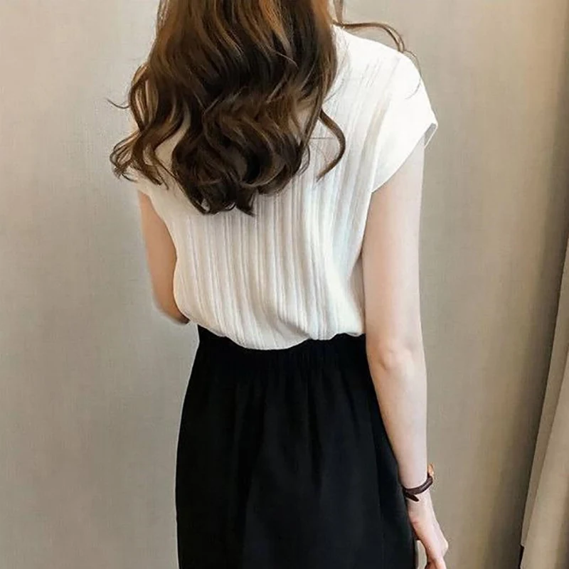 Poleras Mujer De Moda Женский пуловер Повседневный Круглый вырез короткий рукав базовые Топы офисные женские элегантные хлопковые футболки